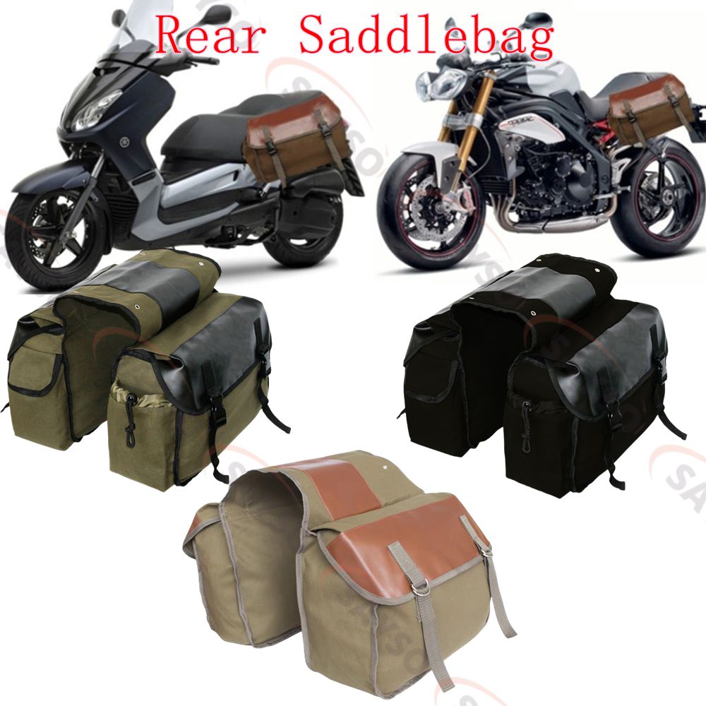 Motorcycle Gear Bag - Płócienna Skórzana Tylna Sakwa Motocyklowa Boczna